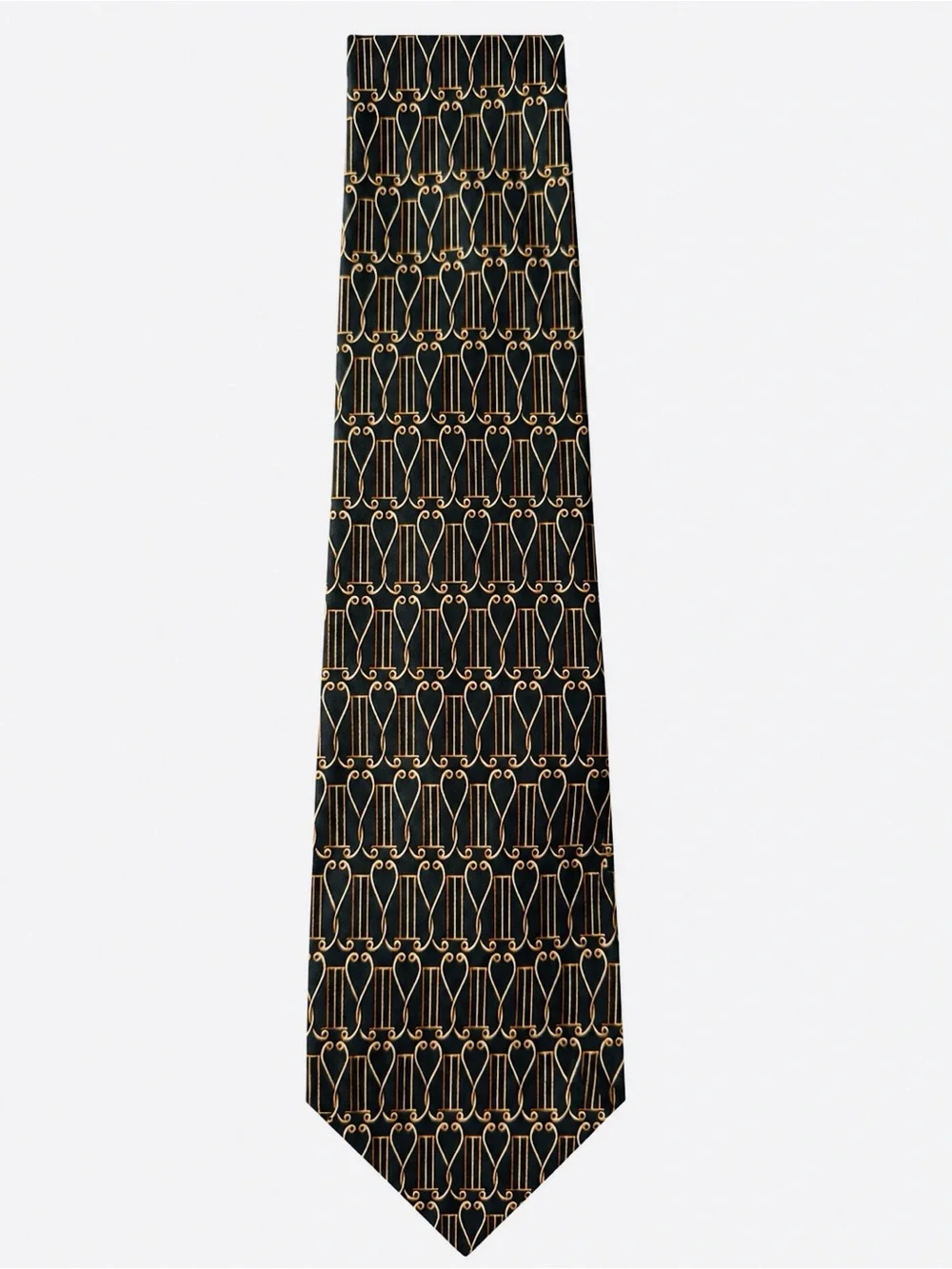GUCCI Silk Lyre Harp Print Necktie / Vintage